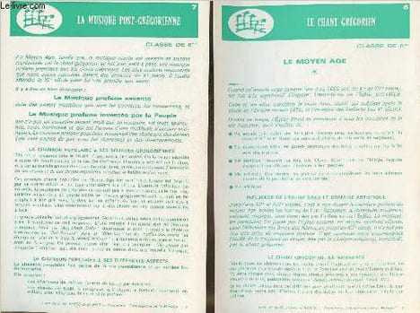 "2 fiches ""Connaissance de la Musique"" sur le Chant Grégorien et la musique post-grégorienne- Classe de 6ème". Pozzo di Borgo A.M.