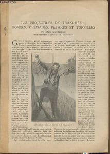 Les projectiles de tranchées: bombes, grenades, pétards et torpilles