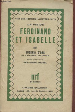 Ferdinand et Isabelle, rois catholiques d'Espagne. D'Ors Eugenio