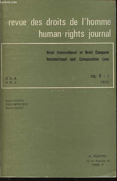 Revue des droits de l'homme / human rights journal, vol. V, n°1, 1972 : Droit International et Droit Comparé. Le droit international des droits de ...