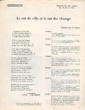 Récitation Le rat de ville et le rat des champs Sommaire: La tortue et les deux canards; La belette entrée dans un grenier; Le chat, la belette et le ...