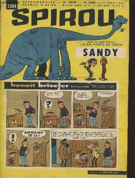 "Spirou n°1204- 24e année, 11 Mai 1961-Sommaire: Benoit brisefer- La couronne de fer- Ne tirez par sur ""hippocampe""- Le peril guette sous la mer- ...