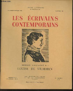 Les écrivains contemporains n°20- Octobre-Novembre 1955-Sommaire: Une vraie Femme, Louise de Vilmorin par Paul Guth- Julietta par Léonce Peillard- Madame de- Les belles amours.