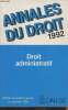 "Droit administratif DEUG de droit 2e année 1ère session 1992 (Collection ""Annales du Droit"")". Collectif
