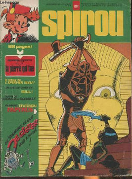 Spirou n°1989- 39e année- 27-5-76-Sommaire: Space-opera: la pierre qui tue- le retour de l'Epervier bleu- un avis de chien de Bill- Humour: Godasse et ...