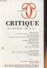 Critique, revue générale des publications françaises et étrangères - Tome LX- n°689- Octobre 2004-Sommaire: François Cusset: l'ami, le texte, le ...