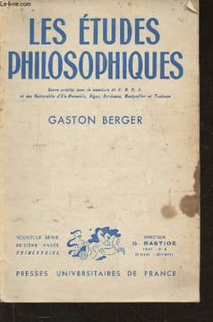 Les études philosophiques n°4- Octobre/Décembre 1961- Gaston Berger- Sommaire: In memoriam par Georges Bastide- Ascèse philosophique et amitié selon ...