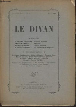 Le divan n°77- 14ème année- Mars 1922. Charles Gilbert, Fabre Lucien, Duclos Henri,etc