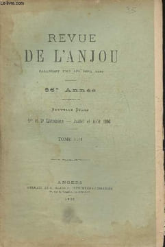 Revue de l'Anjou Tome LIII- 1re et 2e livraisons- Juillet et Aout 1906-Sommaire: Notes sur les billets de confiance émis par la municipalité d'Angrers ...