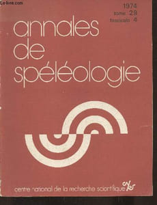 Annales de spéléologie Tome 29, Fasc. 4- 1974-Sommaire: Géochimie des eaux d'aquifères karstiques II, les analyses chimiques en hydrogéologie kartique par Aminot- Contribution à l'étude hydrodynamique des aquifères karstiques par Mangin- Recherches sur le
