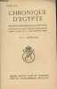 Chronique d'Egypte n°15- Janvier 1933. Collectif