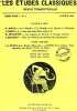 Tiré à part de la revue les études classiques tome XXXII n°1 janvier 1964 - Le Tennès (?) d'Eschyle et la légende de Philoctète par Fr.Jouan - ...