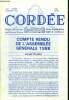 Cordée. Bulletin de l'amicale des anciens élèves. Ecole Saint Antoine Brive N° 149. 42e année. été 1988 : Compte rendu de l'assemblée générale 1988. ...