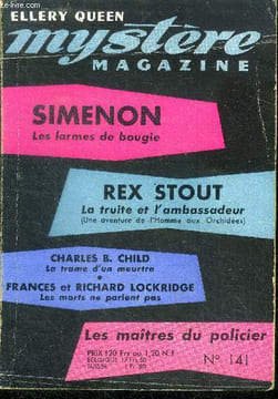 Mystere magazine n°141 - octobre 1959 - la truite et l'ambassadeur par rex stout, la trame d'un meurtre parcharles child, les morts ne parlent pas par ...