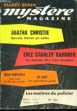 Mystere Magazine N°195- avril 1964- Hercule Poirot en enfer- La maison des trois bougies- Une nuit de fin de monde- Un seul fait le poids- en bonne et ...