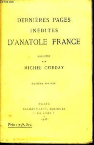 Dernieres pages inedites d'anatole france - 11e edition