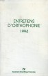 ENTRETIENS D'ORTHOPHONIE 1994. COLLECTIF