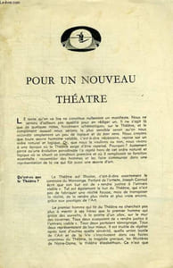 POUR UN NOUVEAU THEATRE