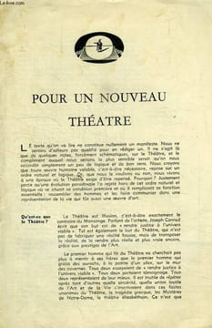 POUR UN NOUVEAU THEATRE. LEBESQUE MORVAN
