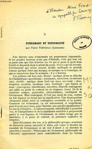 EVENEMENT ET HISTORICITE