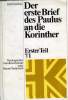 DER ERSTE BRIEF DES PAULUS AN DIE KORINTHER, ERSTER TEIL: EINFUHRUNG UND AUSLEGUNG DER KAPITEL I-7. FASCHER ERICH