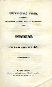 AB EXTERNARUM RERUM CONTEMPLATIONE, HOC EST AB HOMINUM CONSUETUDINE, AB HISTORIA AC LITTERIS AUXILIA PSYCHOLOGIAE PETENDA (THESIS PHILOSOPHICA)
