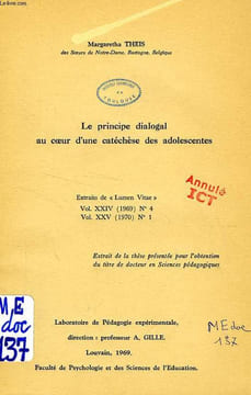 LE PRINCIPE DIALOGAL AU COEUR D'UNE CATECHESE DES ADOLESCENTES. THEIS MARGARETHA