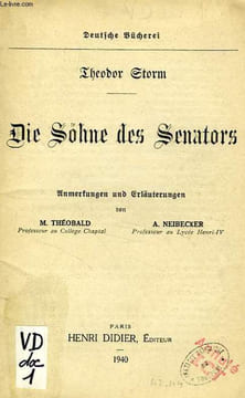 DIE SOHNE DES SENATORS (LIVRET DE NOTES). STORM THEODOR
