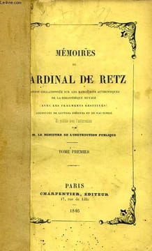 MEMOIRES, 2 TOMES. RETZ CARDINAL DE
