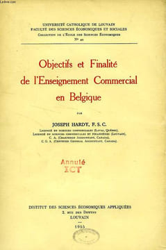 OBJECTIFS ET FINALITE DE L'ENSEIGNEMENT EN BELGIQUE. HARDY JOSEPH, F. S. C.