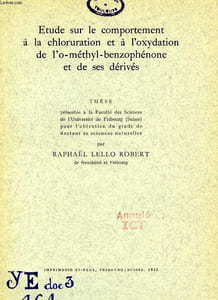 ETUDE SUR LE COMPORTEMENT A LA CHLORURATION ET A L'OXYDATION DE L'O-METHYL-BENZOPHENONE ET DE SES DERIVES