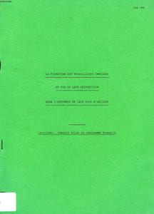 LA FORMATION DES TRAVAILLEURS IMMIGRES EN VUE DE LEUR REINSERTION DANS L'ECONOMIE DE LEUR PAYS D'ORIGINE, 1974-1981, PREMIER BILAN DU PROGRAMME FRANCAIS
