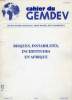 CAHIER DU GEMDEV, N° 19, FEV. 1993, RISQUES, INSTABILITES, INCERTITUDES EN AFRIQUE. COLLECTIF