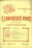 L'UNIVERSITE DE PARIS, 21e ANNEE, N° 19 (NOUVELLE SERIE), NOV. 1906. COLLECTIF