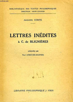 LETTRES INEDITES A C. DE BLIGNIERES. COMTE AUGUSTE