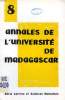 ANNALES DE L'UNIVERSITE DE MADAGASCAR, N° 8, 1968. COLLECTIF