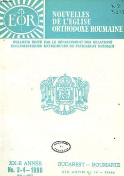 NOUVELLES DE L'EGLISE ORTHODOXE ROUMAINE, XXe ANNEE, N° 3-4, MAI-AOUT 1990. COLLECTIF