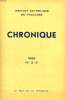 CHRONIQUE, N° 2-3, 1956. COLLECTIF