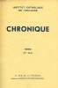 CHRONIQUE, N° 3-4, 1958. COLLECTIF