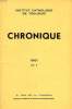 CHRONIQUE, N° 1, 1961. COLLECTIF