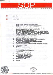 SOP, SERVICE ORTHODOXE DE PRESSE, 1993-2005, 129 NUMEROS