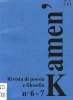 KAMEN', ANNO V, N° 6-7, DIC. 1994 - GIUGNO 1995, RIVISTA SEMESTRALE DI POESIA E FILOSOFIA. COLLECTIF