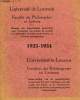 UNIVERSITE DE LOUVAIN, FACULTE DE PHILOSOPHIE ET LETTRES, 1933-1934, RESUME DES DISSERTATIONS PRESENTEES POUR L'OBTENTION DU GRADE DE DOCTEUR. ...