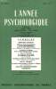 L'ANNEE PSYCHOLOGIQUE, 62e ANNEE, FASC. N° 2, 1962. COLLECTIF