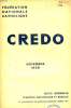CREDO, NOV. 1938. COLLECTIF