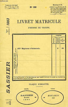 N° 22, LIVRET MATRICULE D'HOMME DE TROUPE. COLLECTIF