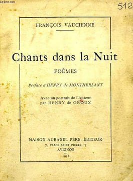 CHANTS DANS LA NUIT, POEMES. VAUCIENNE FRANCOIS