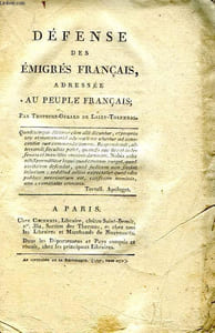 DEFENSE DES EMIGRES FRANCAIS, ADRESSEE AU PEUPLE FRANCAIS, 2 TOMES
