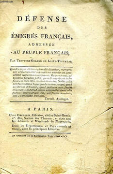 DEFENSE DES EMIGRES FRANCAIS, ADRESSEE AU PEUPLE FRANCAIS, 2 TOMES. LALLY-TOLENDAL TROPHIME-GERARD