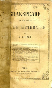 SHAKSPEARE (SHAKESPEARE) ET SON TEMPS, ETUDE LITTERAIRE. GUIZOT M.